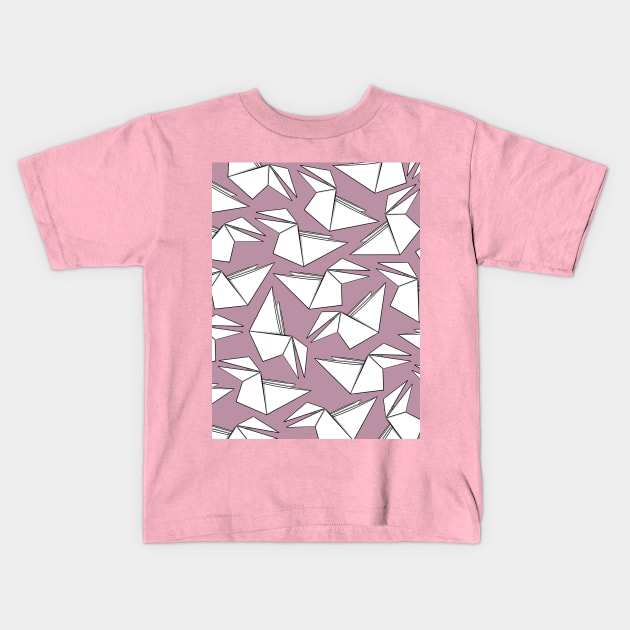 Origami Crow Pink Kids T-Shirt by Sketchbook ni Abi